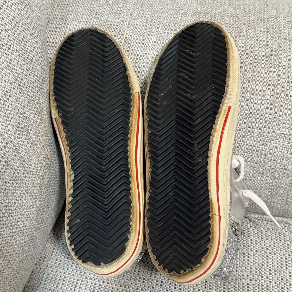 Golden Goose Slide with Laminated Leather Upper and Silver Glitter Size 36 - Picture 12 of 14